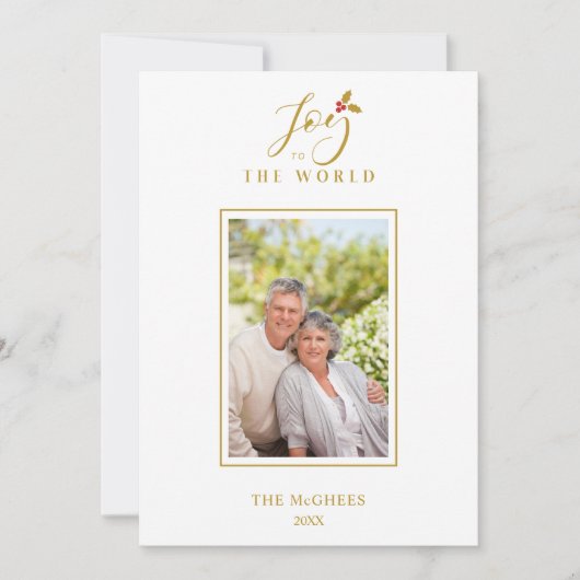 金ゴールドホリーミニマリストシックなクリスマスフォトファミリー (正面)