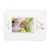 金ゴールドホリーミニマリストシックなクリスマスフォトファミリー マグネット (横)