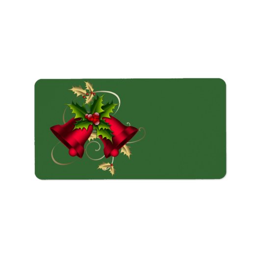 金ゴールドホリーレッドベルズグリーンクリスマスラベル ラベル (正面)