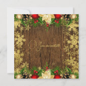 金ゴールドホリ素朴ーベリー&バウブルズ会社のクリスマス 招待状 (裏面)