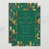 金ゴールドホリ離れーズ赤ベリーキャンディーケーングリーン 招待状 (正面/裏面)