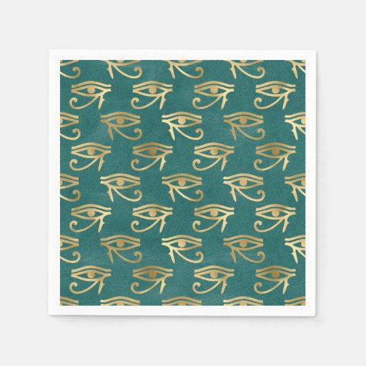 金ゴールドホルス模様のエジプト目 スタンダードカクテルナプキン (正面)