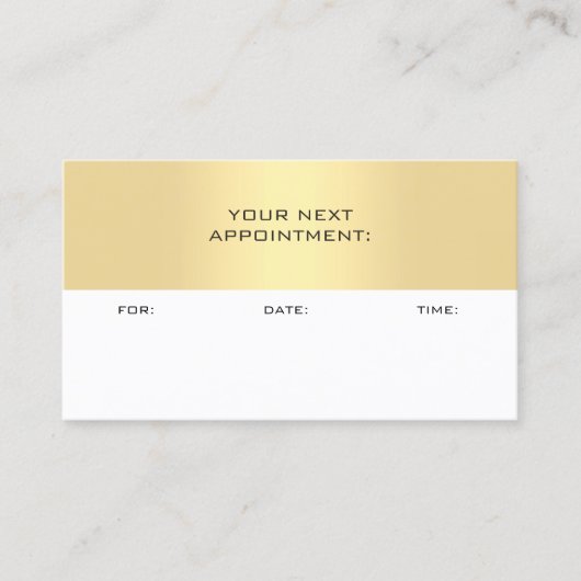 金ゴールドホワイトアポイントメントリマインダーテンプレート エレガント 予約カード (正面)