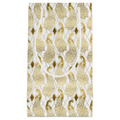 金ゴールドホワイトアートデコ模様ピーコックパーティーワインボックス スモールペーパーバッグ (正面)