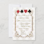 金ゴールドホワイトアールデコカジノベガストランプのポーカー結婚ズ 出欠カード (正面)