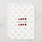 金ゴールドホワイトアールデコカジノベガストランプのポーカー誕生日 招待状 (裏面)