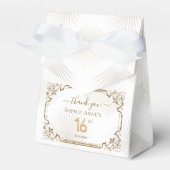 金ゴールドホワイトアールデコスウィート16誕生日 フェイバーボックス (正面サイド)