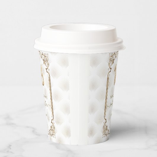 金ゴールドホワイトアールデコスウィート16誕生日 紙コップ (右)