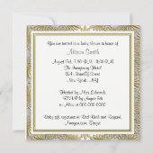 金ゴールドホワイトアールデコダマスクベビーシャワー 招待状 (裏面)