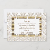 金ゴールドホワイトアールデコ素晴らしギャツビー1920sありがとう サンキューカード (裏面)