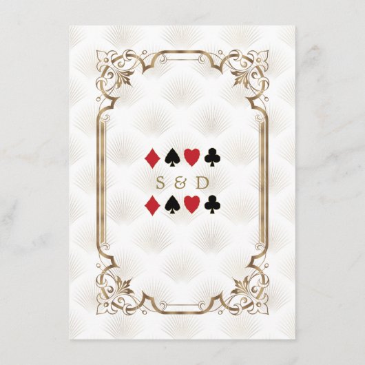 金ゴールドホワイトアールデコ結婚カジノアコモデーション エンクロージャーカード (裏面)