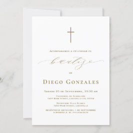 金ゴールドホワイトインビタシオンデバウティゾボーイバプテスマ 招待状