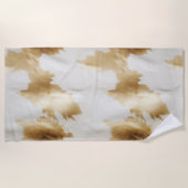 金ゴールドホワイトウエスタンコウィド ビーチタオル (正面)