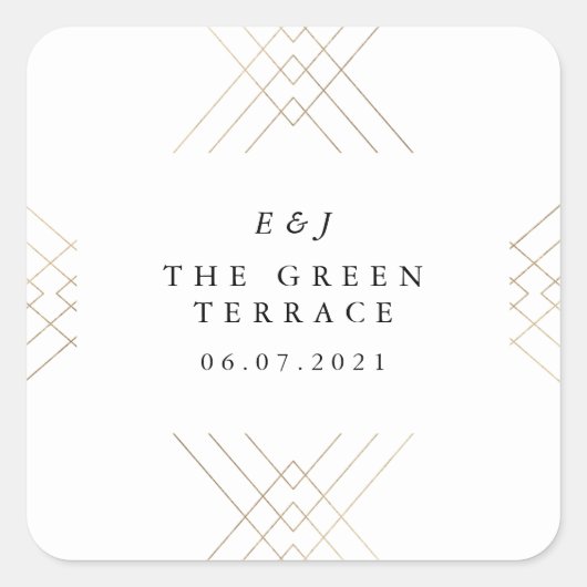 金ゴールドホワイトエレガンスダイヤモンドジオデコ結婚ズ スクエアシール (正面)