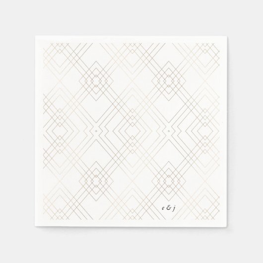 金ゴールドホワイトエレガンスダイヤモンドジオデコ結婚ズ スタンダードカクテルナプキン (正面)