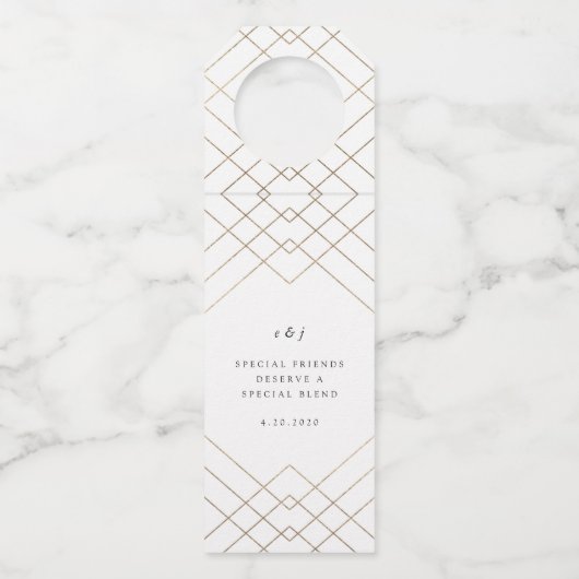 金ゴールドホワイトエレガンスダイヤモンドジオデコ結婚ズ ボトルネックタグ (正面)