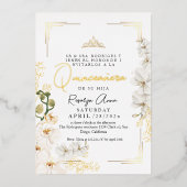 金ゴールドホワイトオーキンスプリンセスティアラキンセアニラ 箔招待状 (正面)