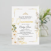 金ゴールドホワイトオーキンスプリンセスティアラキンセアニラ 箔招待状 (立ち正面)