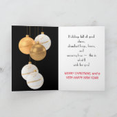金ゴールドホワイトオーナメントクリスマスカード サンキューカード (内部)