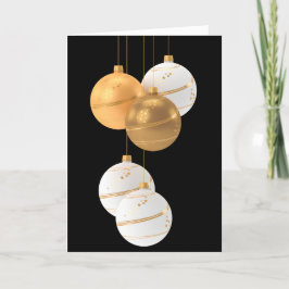 金ゴールドホワイトオーナメントクリスマスカード サンキューカード