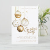 金ゴールドホワイトオーナメントバウブルクリスマスパーティー 招待状 (スタンド正面)