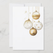 金ゴールドホワイトオーナメントバウブルクリスマスパーティー 招待状 (裏面)