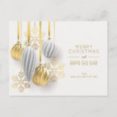金ゴールドホワイトオーナメントビジネスホリデーポストカード シーズンポストカード (正面)