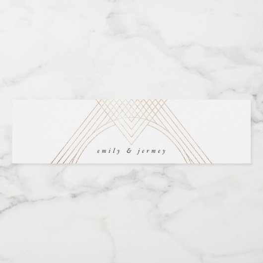 金ゴールドホワイトオーバル幾何学アールデコギャツビー結婚ズ ペットボトルラベル (シングルラベル)