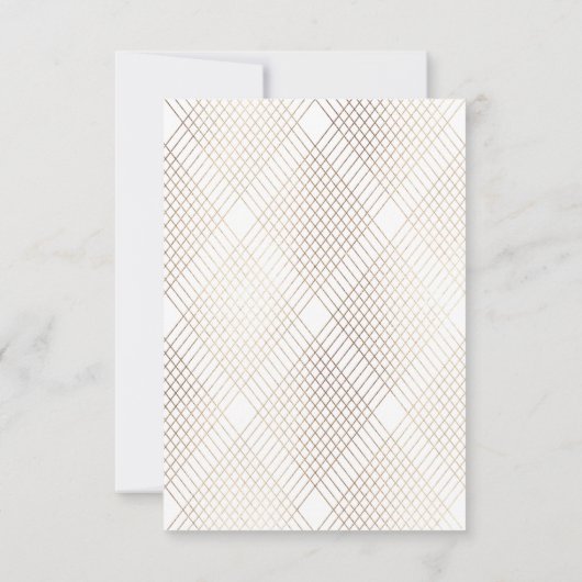 金ゴールドホワイトオーバル幾何学アールデコギャツビー結婚ズ 出欠カード (裏面)