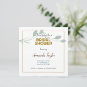 金ゴールドホワイトカラーフローラミニマルブライダルシャワー セーブザデート (スタンド正面)