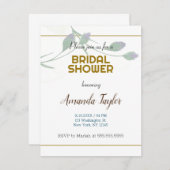 金ゴールドホワイトカラーフローラミニマルブライダルシャワー 出欠カード (正面/裏面)