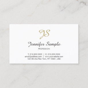 金ゴールドホワイトカリグラフィモノグラムトレンディーシックデザイン 名刺