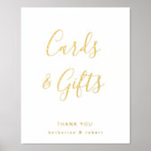 金ゴールドホワイトカードとギフト結婚ズ 箔ポスター (正面)