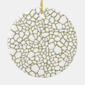 金ゴールドホワイトキリンプリントモノグラム セラミックオーナメント (裏面)