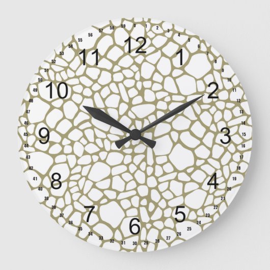 金ゴールドホワイトキリンプリント ラージ壁時計 (正面)