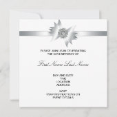 金ゴールドホワイトギフトクラシーダマスク50誕生日 招待状 (裏面)