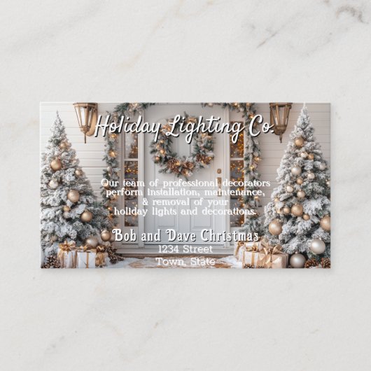 金ゴールドホワイトクリスマススノーフレーク照明会社 名刺 (正面)