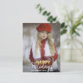 金ゴールドホワイトクリスマスハッピーホリデーズファミリー |写真 シーズンポストカード (スタンド正面)