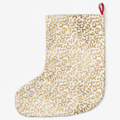 金ゴールドホワイトグラムヒョウ印刷 ラージクリスマスストッキング (裏面)