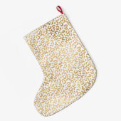 金ゴールドホワイトグラムヒョウ印刷 ラージクリスマスストッキング (裏面 (吊り時))
