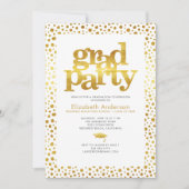 金ゴールドホワイトグラードモダンパーティーはっきりしたタイポグラフィシック 招待状 (正面)