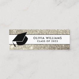 金ゴールドホワイトグリッターグラッドキャップ卒業インサート スキニー名刺