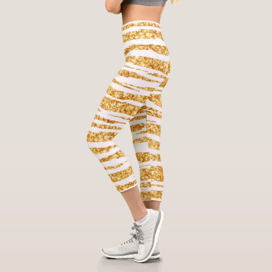 金ゴールドホワイトグリッターボホタイガー人気があるコレクション カプリレギンス (左)