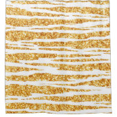 金ゴールドホワイトグリッターボホタイガー人気があるコレクション シャワーカーテン (正面)