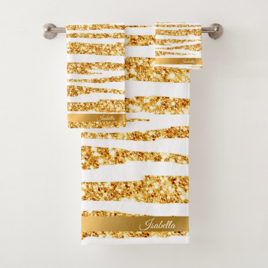 金ゴールドホワイトグリッターボホタイガー人気があるコレクション バスタオルセット (インサイチュ)