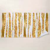 金ゴールドホワイトグリッターボホタイガー人気があるコレクション ビーチタオル (正面)