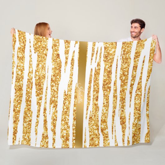 金ゴールドホワイトグリッターボホタイガー人気があるコレクション フリースブランケット (インサイチュ)