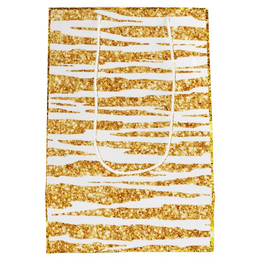 金ゴールドホワイトグリッターボホタイガー人気があるコレクション ミディアムペーパーバッグ (裏面)