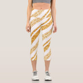 金ゴールドホワイトグリッターボホ人気があるストライプコレクション カプリレギンス (正面)