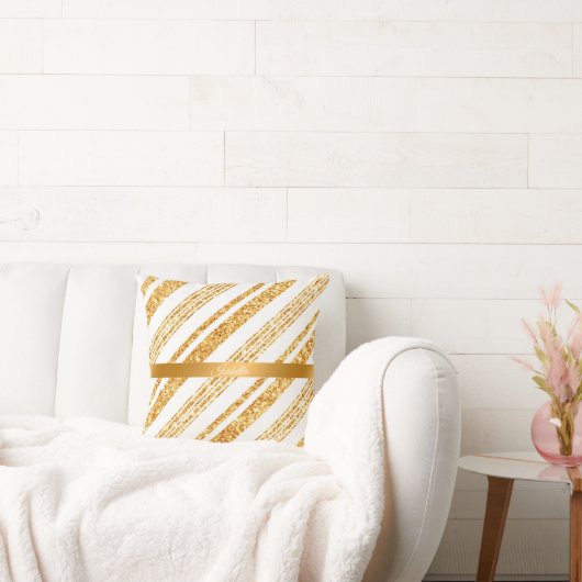 金ゴールドホワイトグリッターボホ人気があるストライプコレクション クッション (ソファ)